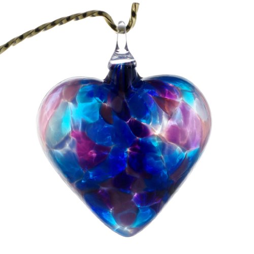 Glass Eye Studio Hand Blown Glass Heart Ornament – Violet Chip