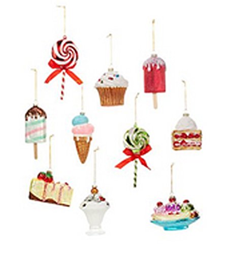Winter Lane “Sweet Dessert” Set of 10 Glass Ornaments