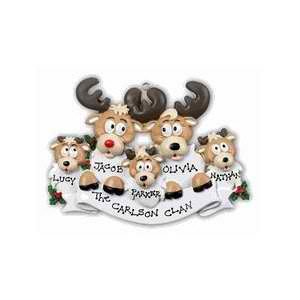 3594 Reindeer Family W/ 5 Reindeer Personalized Christmas Holiday ornament