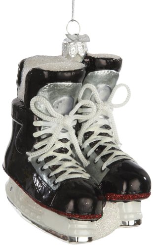 Kurt Adler 4-1/4-Inch Noble Gems Glass Ice Hockey Skates Ornament