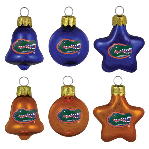 NCAA Florida Gators Blown Glass Ball, Bell & Star 6-Pack Ornament Set