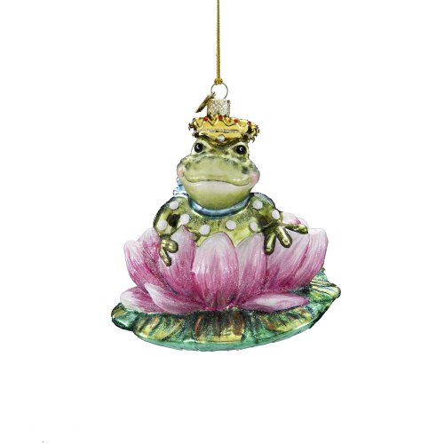 Kurt Adler 4-1/2-Inch Noble Gems Glass Frog Prince Ornament