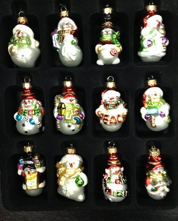 Macy’s Holiday Lane 12 – 2.25″ Glass Mini Mold Christmas Ornaments – Snowman
