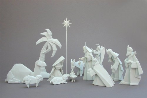 Porcelain Origami 14 Piece Nativity Set with Animals
