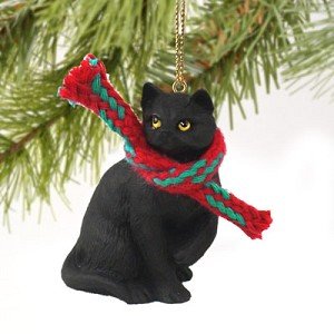 1 X Tiny Ones Black Cat Ornament w/scarf