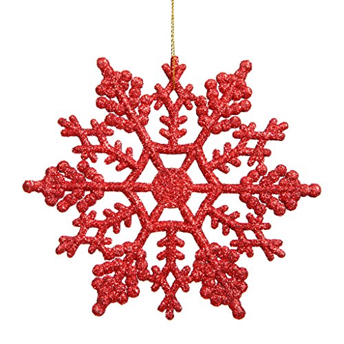 Vickerman 21440 – 4″ Red Glitter Snowflake Christmas Tree Ornament (24 pack) (M101403)