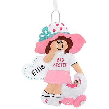 6081 Brunette Big Sister Personalized Christmas Ornament by Rudolph and Me