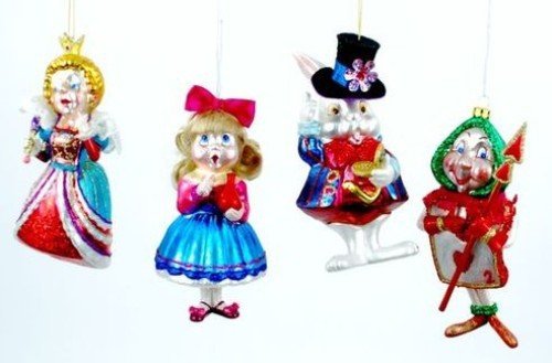 Storybook Fairy Tale Alice and Friends Christmas Holiday Ornament Set of 4