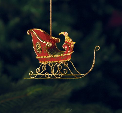 Patience Brewster Krinkles Mini Dashaway Sleigh Christmas Ornament Tree Decoration