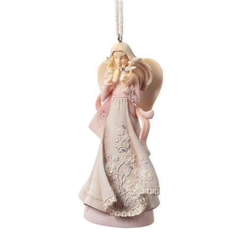 Enesco Foundations Breast Cancer Awareness Angel Ornament, 4-1/2-Inch