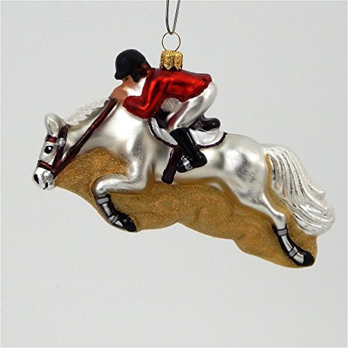 Horse Jumping – White – Polish Blown Glass Ornament