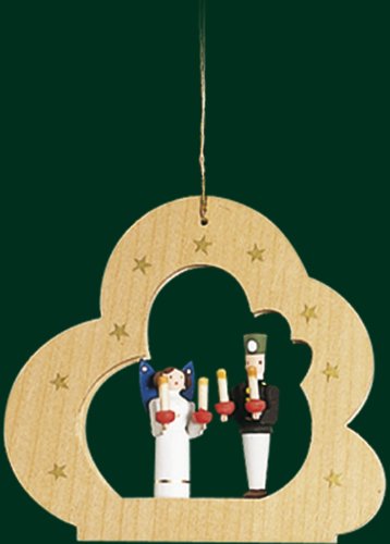 Hanging Christmas Tree Cloud Shaped Ornament Angel and Miner, 3.6 Inches