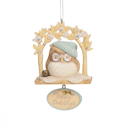 Enesco Foundations Gift Owl on Perch Ornament, 3.35-Inch