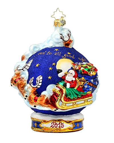 Christopher Radko 2015 Santa’s Starry Night Glass Christmas Ornament – Store Exclusive for the Gift Merchant – 6″h – Individually Gift Boxed