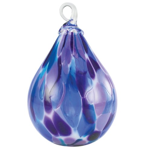 Glass Eye Studio Hand Blown Glass Raindrop Ornament – Violet Chip