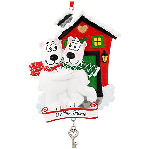 Our New Home Polar Bear Couple Personalized Christmas Tree Ornament