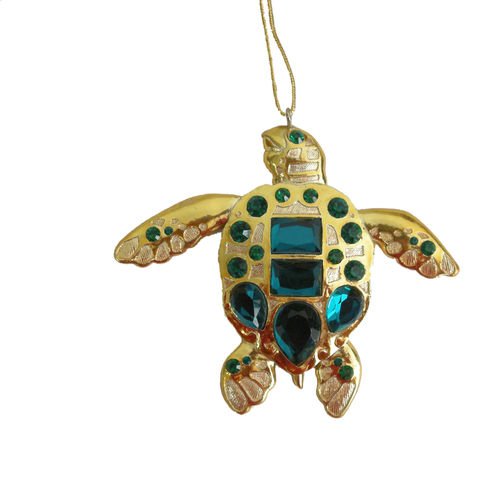 December Diamonds “Emerald Green” Jeweled Turtle Ornament set in Gold Metal..Lightweight,& Beautiful!!!