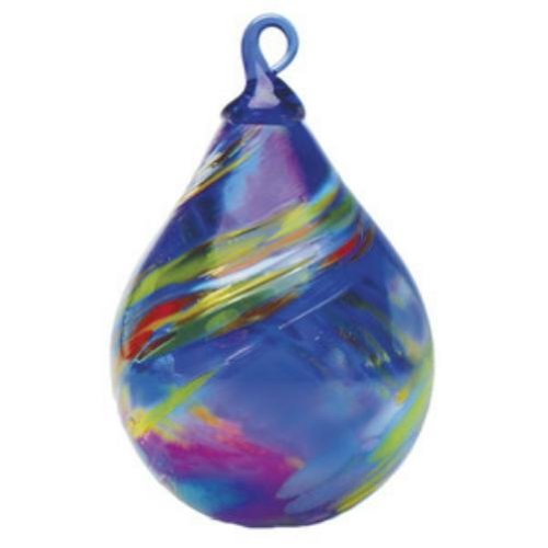 Glass Eye Studio Blue Rainbow Raindrop Ornament