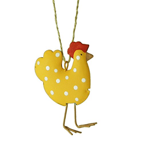 Yellow Polka Dot Chicken Hanging Christmas Tree Ornament