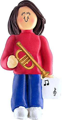 Music Treasures Co. Female Musician Trumpet Ornament – Brown