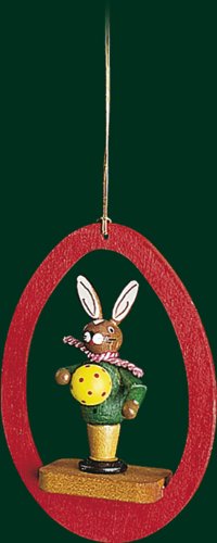 Hanging Christmas Tree Ornament Bunny with Ball, 3.4 Inches