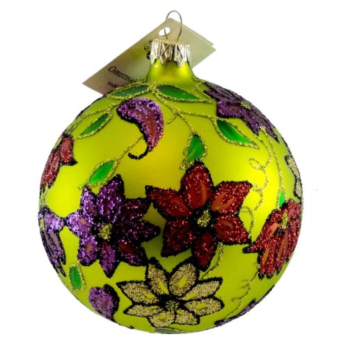 Christina’s World FLORAL TAPESTRY Blown Glass Christmas Ball Ornament HER 514