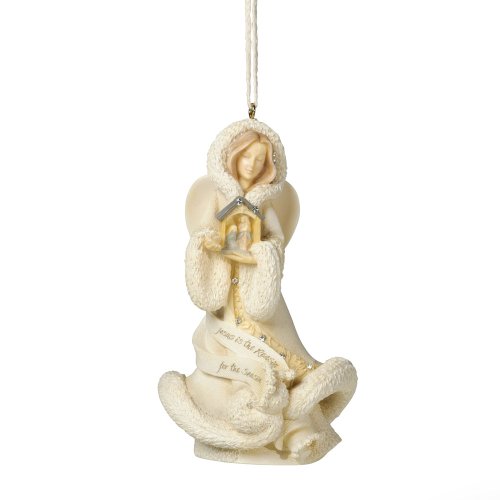 Enesco Foundations Angel with Nativity Ornament by Artist Karen Hahn, 4.25-Inch
