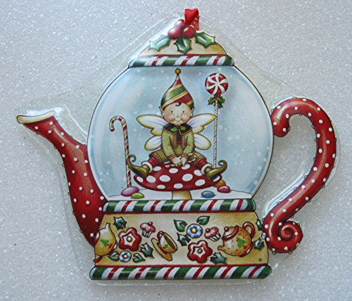 Mary Engelbreit Design Glass Christmas Ornaments Choose From Elf Teapot (Red) or Frosty’s House