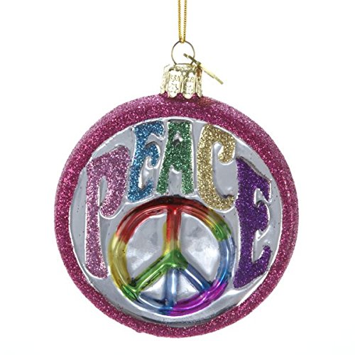 Peace Sign Noble Gems Glass Christmas Ornament