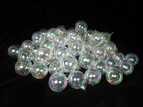 60ct Clear Iridescent Shatterproof Christmas Ball Ornaments 2.5″ (60mm)