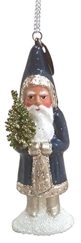 Ino Schaller Electric Blue Santa German Paper Mache Christmas Ornament