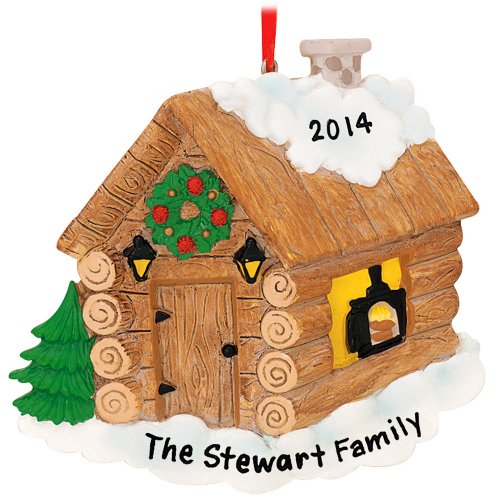 Log Cabin Personalized Christmas Tree Ornament