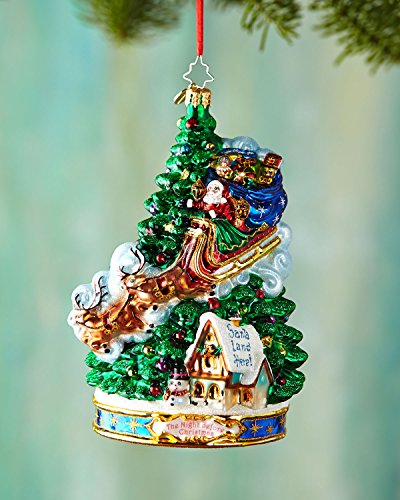 Christopher Radko Twas the Night Before Christmas Collection -Midnight Arrival Glass Christmas Ornament – 6″h.
