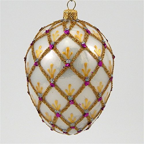 Faberge Inspired Royal Lace Egg – Polish Blown Glass Christmas Ornament
