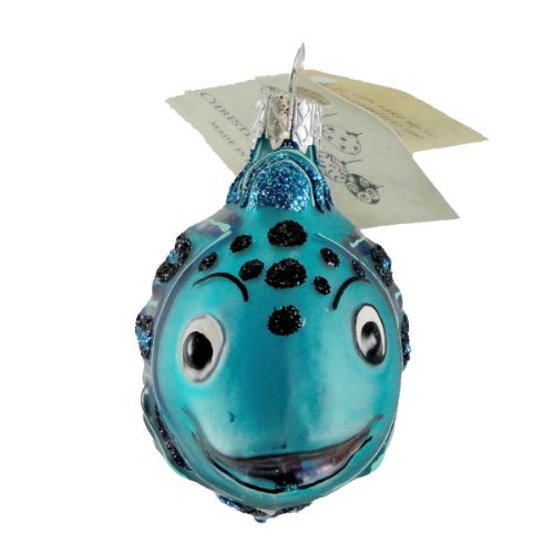 Christina’s World BLUE FUNNY FISH Blown Glass Ornament Ocean FIS 422