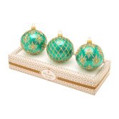 Christopher Radko Teal Boxed Glass Ornaments Set Of 3