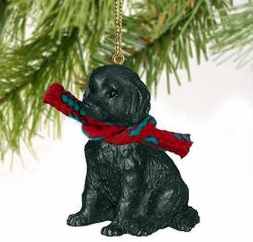1 X Black Labradoodle Christmas Ornament