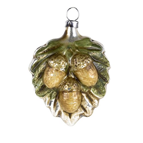 Vintage mouthblown Christmas Glass ornament “Oak Leaf with Acorns” by MAROLIN® Germany