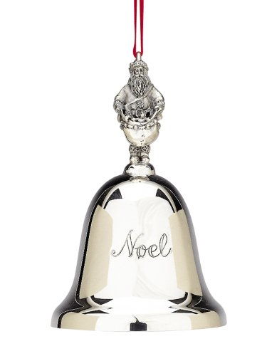 Reed & Barton Silverplate 2007 Noel Bell, Santa Finial Ornament, Plays “We Wish You a Merry Christmas”