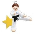 8273 Karate Boy Brown Hand Personalized Christmas Ornament