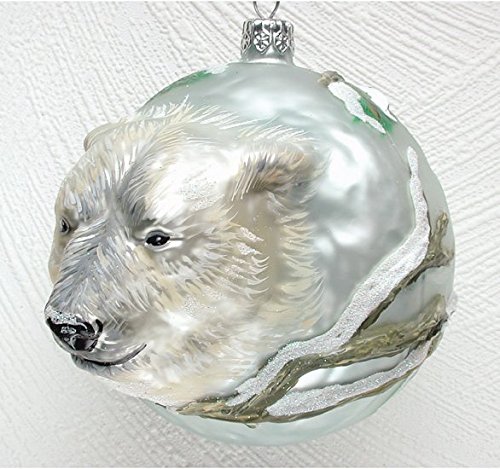 Christinas World Polar Bear Figural Polish Mouth Blown Glass Christmas Ornament