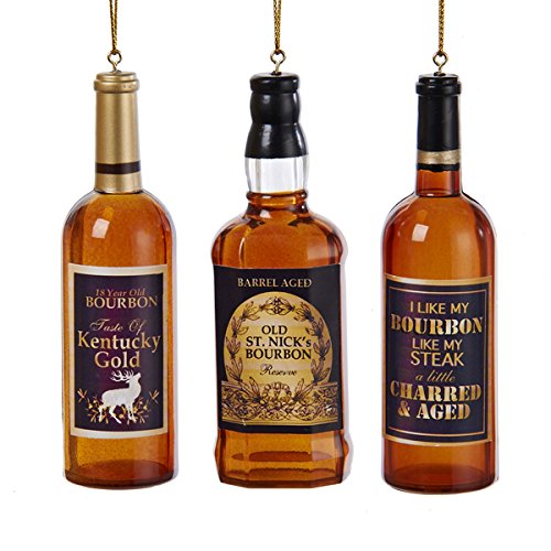 Kurt Adler Bourbon Whiskey Liquor Bottle Ornament – set of 3 – T1624