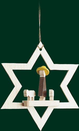 Hanging Christmas Tree Star Shaped Ornament Shepherd Man, 3.2 Inches