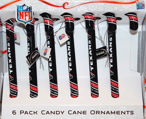 NFL Candy Cane Ornaments (Set of 6) NFL Team: Houston Texans