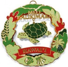 Hawaii Metal Hawaiian Christmas Ornament Turtle