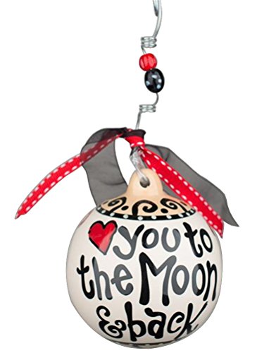 I Love You to the Moon and Back Christmas Ornament Ornate Hanger with Ribbons and Beads