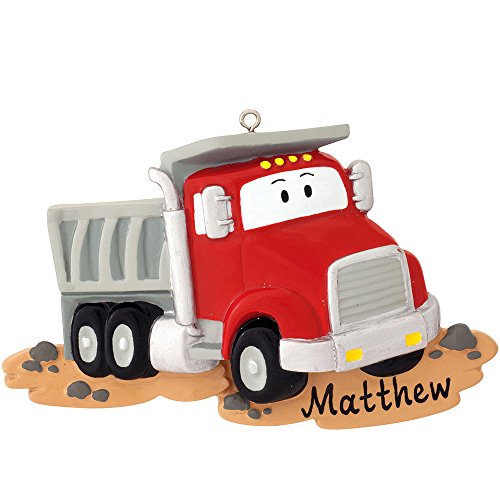 Dumptruck Personalized Christmas Tree Ornament