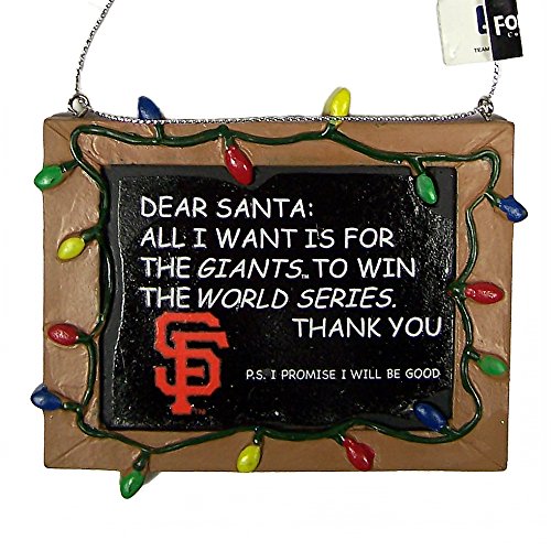 San Francisco Giants Official MLB 3 inch x 4 inch Chalkboard Sign Christmas Ornament