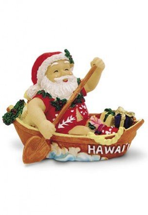 Hawaiian Canoeing Santa Christmas Ornament