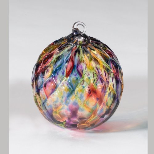 Glass Eye Studio Hand Blown Glass Ornament – Rainbow Diamond Facet